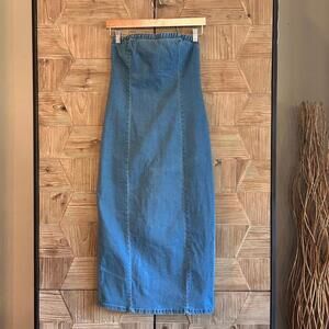 Women's Denim Dress Blue Size S/M Strapless Bodycon